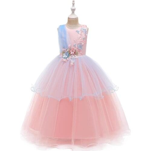 Girls Party Dress Tulle Flower Girl Evening Birthday Dresses Kids Girl Ball Gown Clothing Halloween Costume 3-13 Years