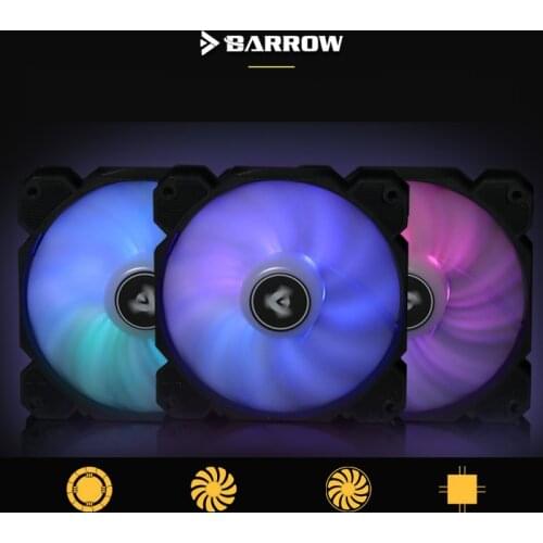 Barrow PWM Fan Size 120*120mm Fan use for Radiator Computer Case with Aurora 5V RGB Light 6PIN Header/Support Motherboard Aurora