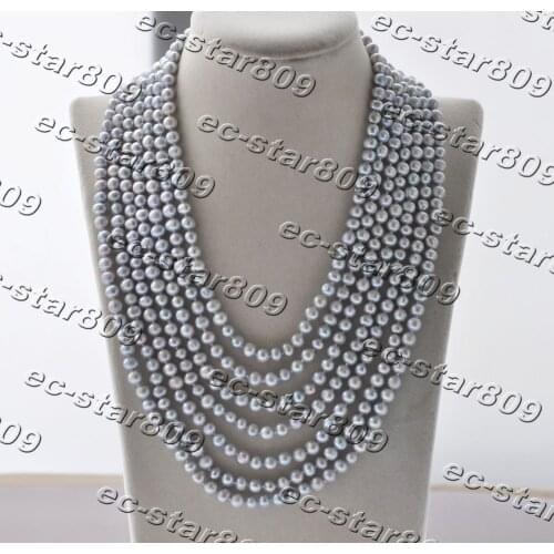 Z11195 Luxury 7row 7mm Baroque Natural White Reborn KESHI Pearl Necklace CZ Choker Fine Women Fine Jewelry