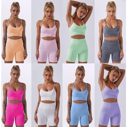 2 Piece Set Workout Clothes for Women Suit Seamless Sports Bra and Leggings Shorts Wear for Women Gym Clothing