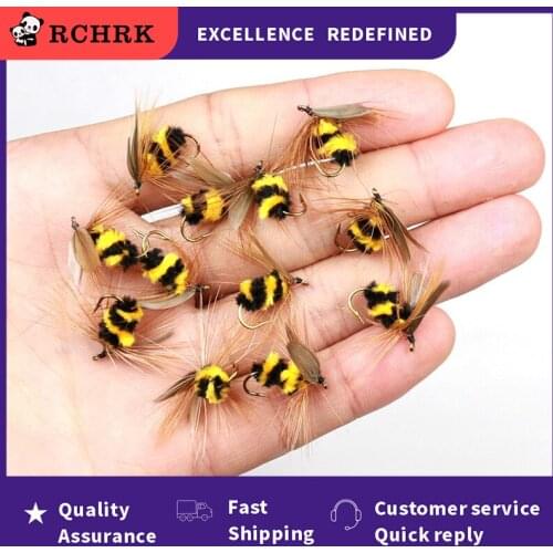 10pcs Artificial Insect Bait Lure Bee Fly Trout Artificial Fishing Lures 15mm Outdoor Fishing Insects Baits Lure Set Universal