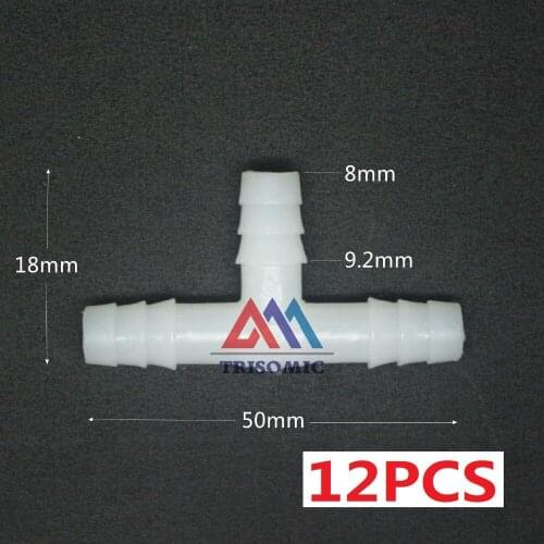12 pieces 8mm T tpye equant Connector Equal Tube Joiner Material PE Plastic Fitting Fish Tank Airline Aquarium