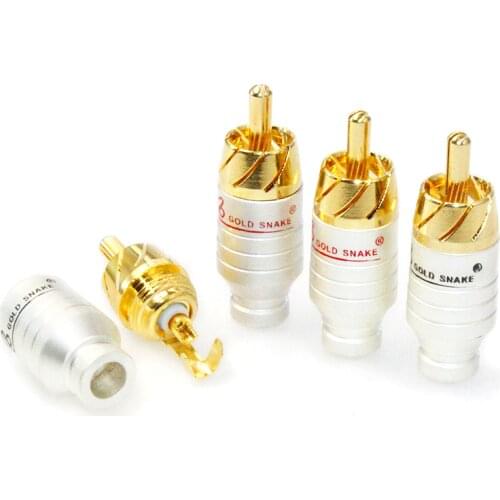 4 Pcs Audiophile Pure Copper RCA Plug AV Audio Cable Connector Accessories