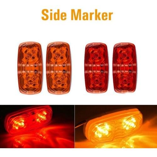 4X Led Camper Exterior Lights RV Trailer Marker Lights Double Bullseye Side Fender Lights 10 Diodes Lights 2Red+2Yellow