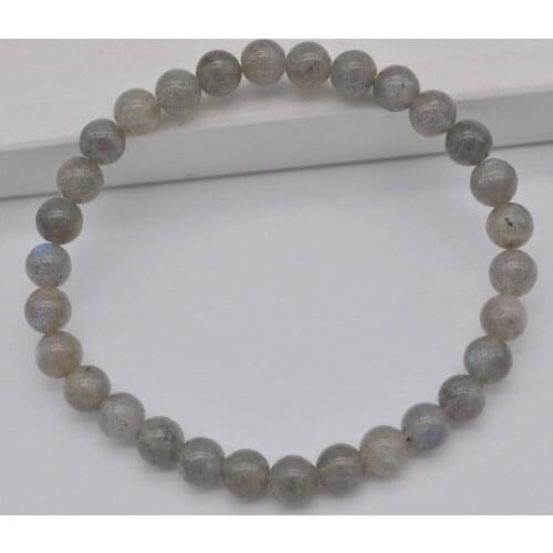 6MM Labradorite Stone GEM Beads Bracelet Bangle Stretch 7.5 Inch G646