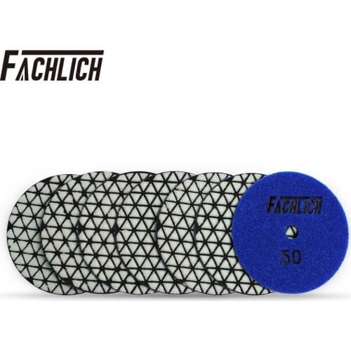 FACHLICH 7pcs/pk Diameter 100mm/4inch Dry Diamond Polishing Pads Grit 50 Resin Bond Diamond Flexible Sanding Disk For Granite