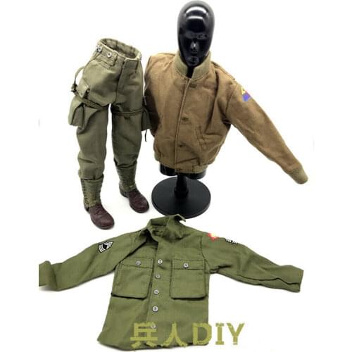 1/6th WWII U.S. Army Armored Soldiers Jacket Shirt Pants Model for 12"
