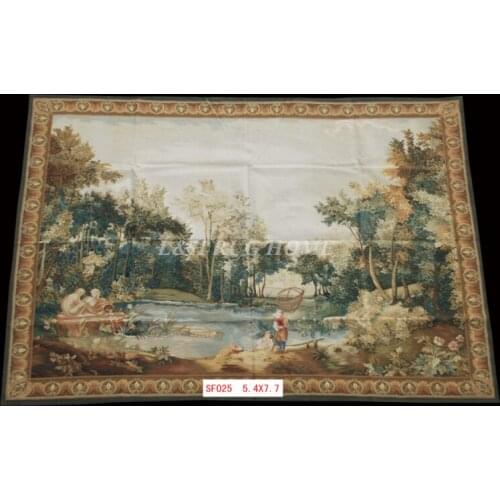 Free Shipping 5.4'x7.7' Handmade wool aubusson tapestry gobelin carpet, wall hanging tapestry wool tapestry paintings