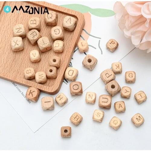 10/20/30pcs Letter Natural Wood Beads Alphabet Carving Square Spacer Beads For Jewelry Making DIY Bracelet Accessories Wholesale