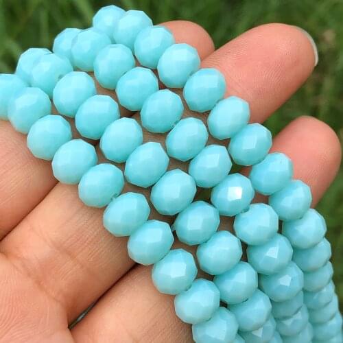 Porcelain Lake Blue Rondelle Crystal Glass Beads Faceted Loose Spacer Beads For Jewelry Making Diy Earring Bracelet Accessories