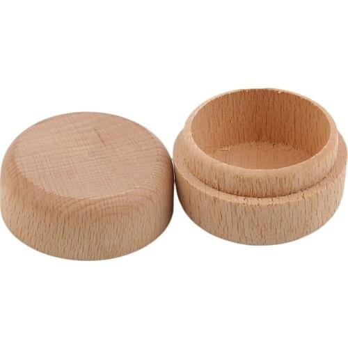 Round Buckle Cover Round Solid Wood Box Ring Earrings Container Storage Case Wooden Gift Box Storage Box