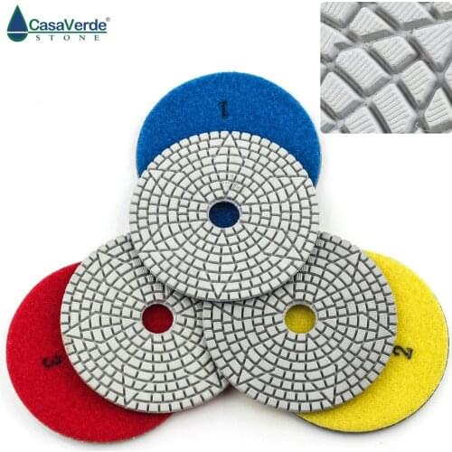 DC-WF3PP02 4 inch 100mm flexible wet 3 step diamond polishing pads for stone and concrete