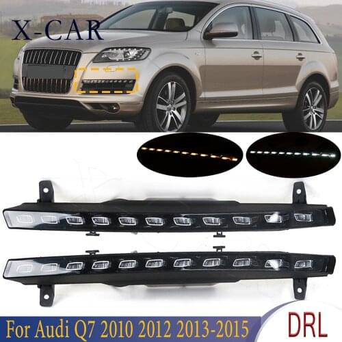 X-CAR Left Right LED DRL Daytime Running Light With Turn Signal Lamp Fuction Car Styling For Audi Q7 2010 2011 2012 2013- 2015