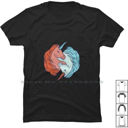 Unicorn Ying Yang Gift Unicorns T Shirt 100% Cotton Ying Yang Nico Corn Yin Uni Gif