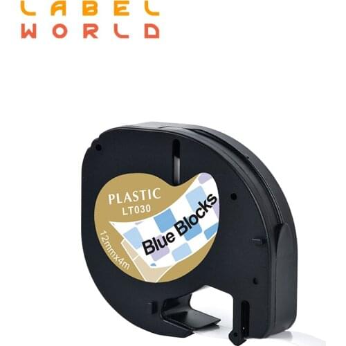 Label World LT 12mm*4m plastic thermal label tape LT030 Compatible Dymo Letratag Tape for LT-100H LT-100T blueblocks