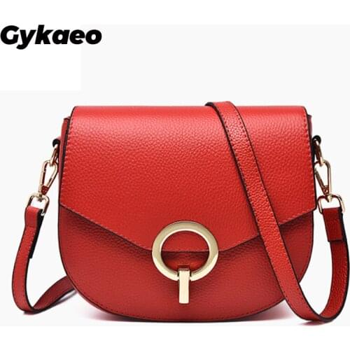 Gykaeo Luxury Handbags Women Bags Designer Fashion Small Shoulder Bag Ladies Saddle Genuine Leather Messenger Bags Sac A Main