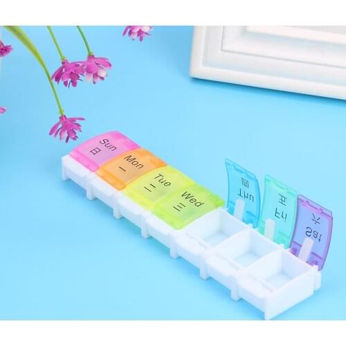 Durable 7 Day Weekly Pill Medicine Storage Box Portable Practical Multi-functional Rainbow Organizer Case Splitter