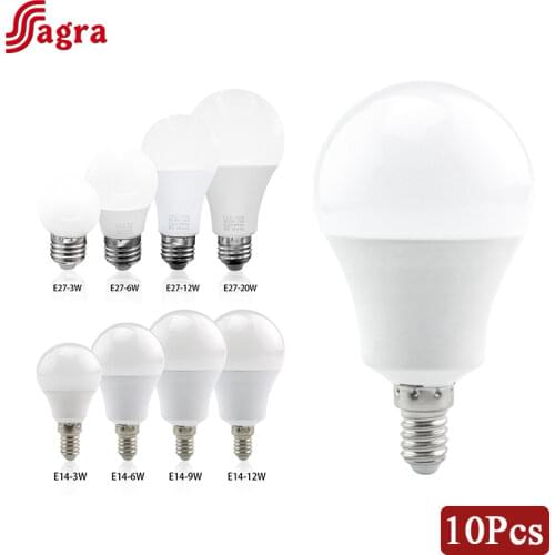 10pcs/lot LED Bulb Lamps E27 E14 220V Light Bulb 3W 6W 9W 12W 15W 18W 20W 24W Lampada Living Room Home Bombilla Warm Cold White