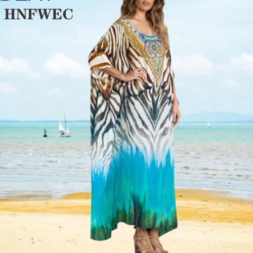 2020 round neck summer pullover batwing sleeves printed loose plus size women maxi dresses travel U866