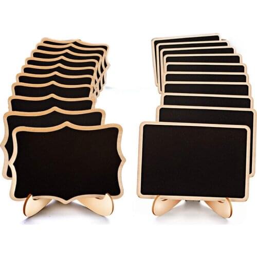 Mini Chalkboard Signs, 20 Pack Framed Small Chalkboard Labels with Easel Stand, Wooden Blackboard for Table Numbers, Food Signs