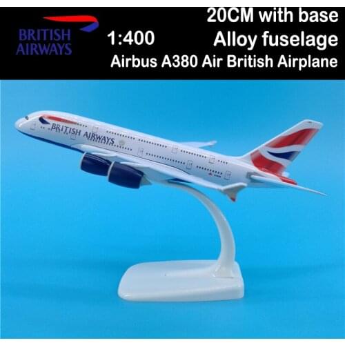 20cm 1/400 Airplane Model Kids Toys Airbus A380 Aircraft Air British Diecast Alloy Plane Base F Display Airliner Collective Show
