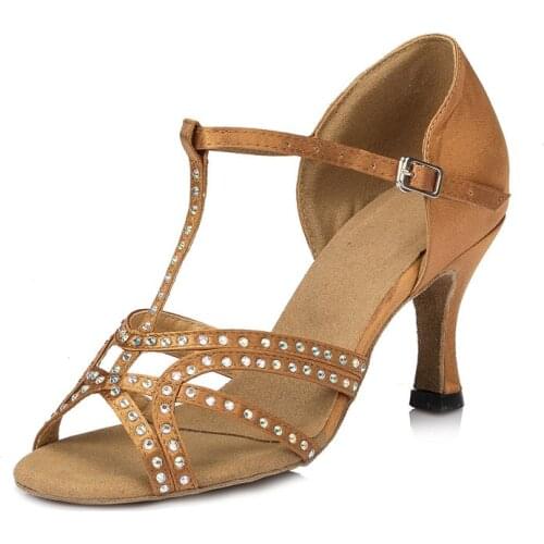 Fashion Glitter Rhinestone Latin Dancing Shoes tango ballroom dance shoes for Women/Ladies/Girls 3 Colors Heel 7.5cm A142