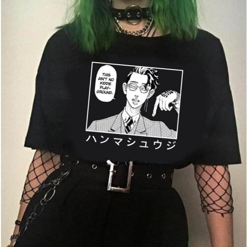 Harajuku Mens Tshirt Tokyo Revengers Printed Unisex Short Sleeve Hanma Shuji T Shirt Funny Streetwear Tops