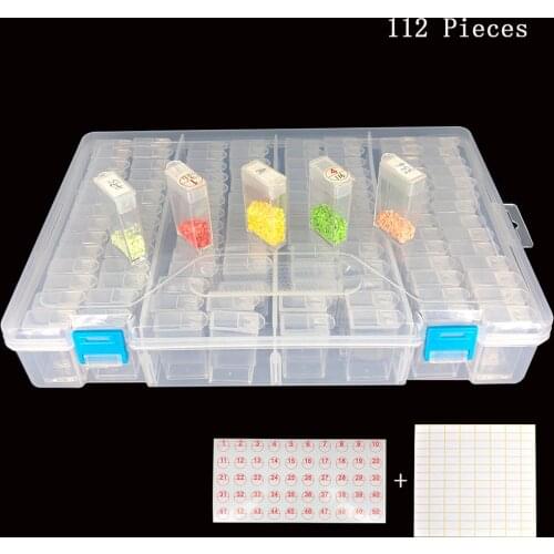 112/224 Bottles 5d Diamond Painting Accessories box DIY Diamant Embroidery Mosaic Tools Bead Transparent Plastic Drill Storage