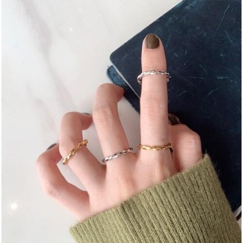 Silver/Gold Color Round Twist Geometric Rings Set Opening Joint Ring Female Womens Finger Rings Jewelry