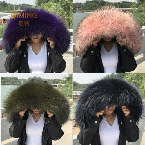 Natural Fur New Winter 100% Raccoon Real Fur Collar Woman Scarfs Fashion Coat Women Sweater Scarves Collar Luxury Neck Cap Scarf