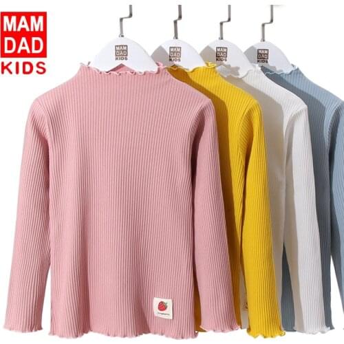 2020 Winter New Baby Girls Shirt Cute Striped Half High Collar Tshirt for Girl Kids Clothing Toddler Child Warm Bottoming Shirt