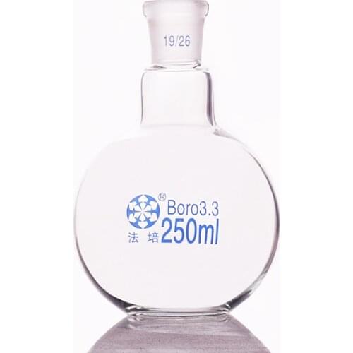 Single standard mouth flat-bottomed flask,Capacity 250ml and joint 19/26,Single neck flat flask,Boiling flask