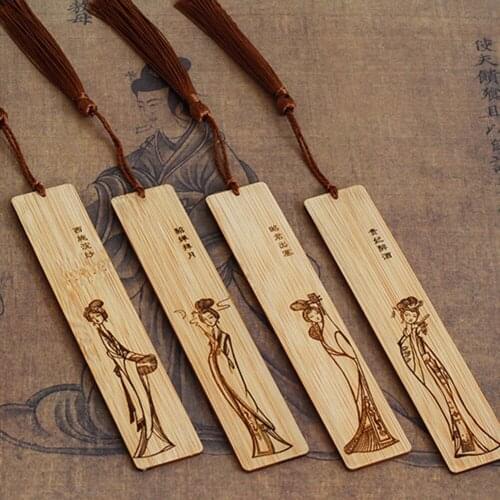 Office Supplies Hollow Design 1pc Wooden Bookmarks Classic Vintage Hollow Retro Chic Bookmark Fir Gifts Tsl1
