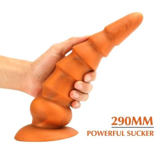 Huge Tower Anal Plug Big Sucker Golden Liquid Silicone Prostate Massager Anal Sex Toy Dildo Clit Vagina Stimulator Adult Product