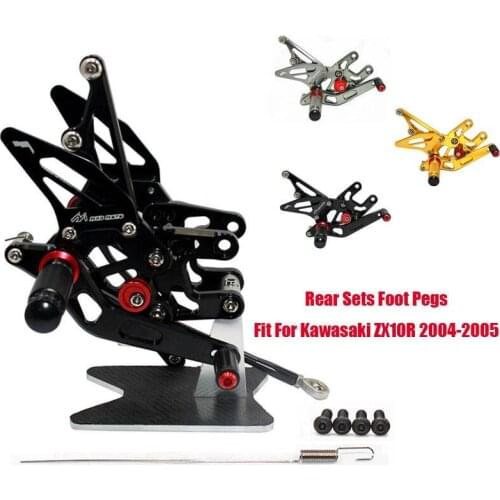 Fit For Kawasaki ZX-10R 2004 2005 CNC Adjustable Footrest Foot Pegs Pedal Mount Bracket Sets Footpeg Rider Rear Rearset