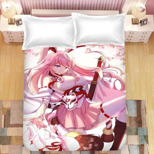 Yae Sakura Anime 3D Printed Bed Sheet Coverlet Children Room Bed Sheet Bed Linen (NO Duvet Cover Pillowcase) 05