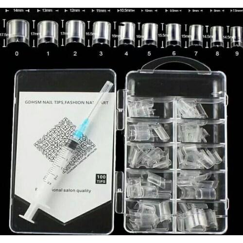 Transparent Water Injection Clear Glaze False Fake Nail Tip New Fashion Glass Mosaic 3D Art Tips Essential Professional Manicure