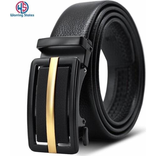 Warring States Brand Leather Mens Belt Black Alloy Fashion Luxury Automatic Buckle Youth Leather Simple Business Belt for Men