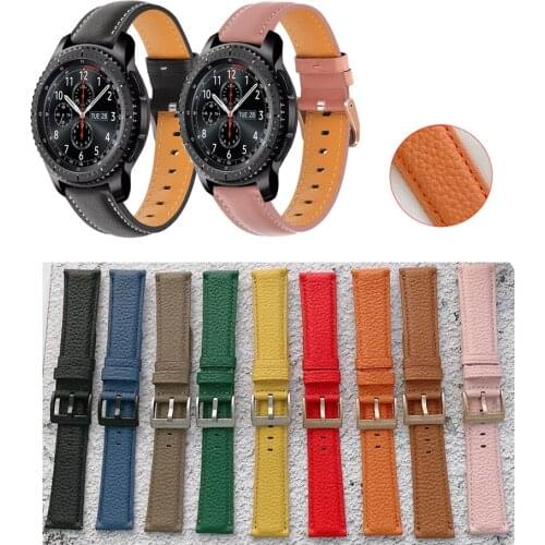 22mm Genuine Leather Band Strap For Samsung Gear S3 Watch 46mm Watch3 45mm Smart Watch 20mm wristband for galaxy Active 2 strap