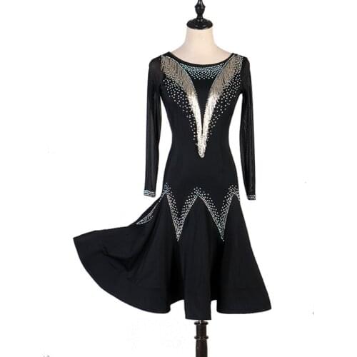 Manual Tube Pearl Lading Dance High Quality Match Performance Serve Rumba Just Dress Three Step Step On Dance Skirt