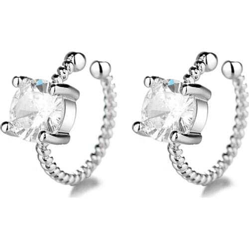 A Girl' Zircon Clip Earrings Circle For Women No Pierced Retro Korean Fashion New Trendy Hot Student Short Hair Jewelry