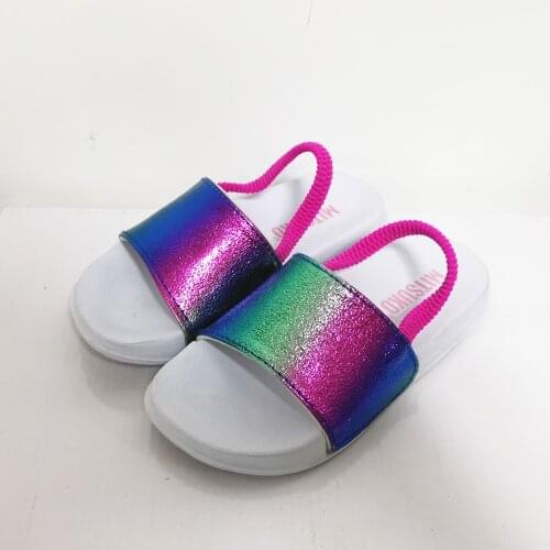 Girls Rainbow Garden Slide Neon PU Sandals Non-slip Platform Soft Shoes House Princess Slippers EU Size23 24 25 26 27 28 29