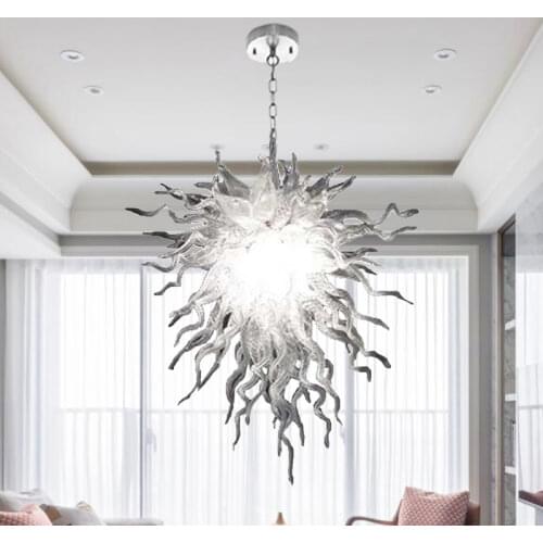 Contemporary Milk White Chandelier Lamps Murano Glass Chain Lighting for Coffee Table LED Home Light Living Room Decor