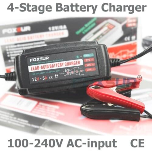 Waterproof 12V 5A Car Battery Charger Maintainer & Desulfator Smart Battery Charger for AGM GEL WET Batteries EU/AU/UK/US Plug