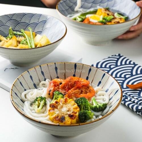 Japanese Ceramic Ramen Bowl Noodle Bowl Soup Bowl Hat Bowl Noodle Bowl Salad Instant Noodle Bowl Japanese Tableware