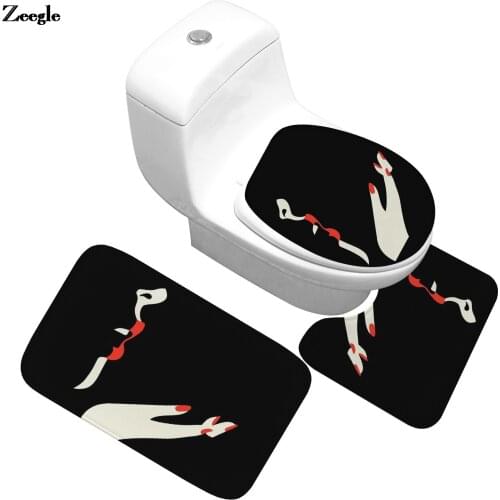 Zeegle Absorbent Bath Mat Bathroom High Quality Memory Foam Toilet Mat Set Anti-slip Foot Rug Carpet Flannel Toilet Seat Cover