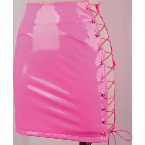 2019 Women Girl Sexy Pencil Skirts Women Zipper High Waist Skirt Solid PU Leather Skirt Stretch Bodycon Short Mini Skirts