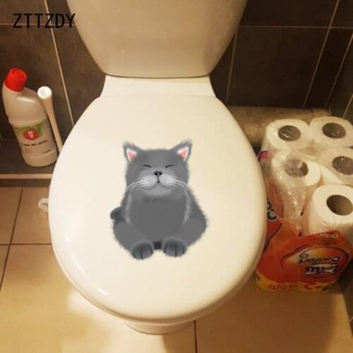 ZTTZDY 18.6*21.9CM Fashion Smile Cat Bedroom Wall Decal Home Decor Toilet Sticker T3-0296