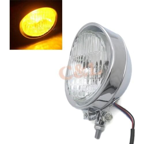 1Pcs Chrome 5.7" 12V Retro Headlight Clear Lens For Harley Old School Bobbers Custom