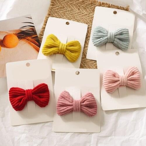 1PC Candy Color Bow Hairpin Soft Cotton Cute Baby Girls Knotted BB Clip Hair Clip Korean Sweet Barrettes Pink Hair Accessories